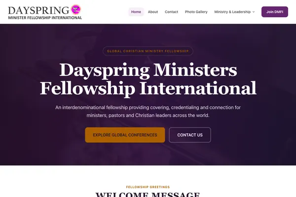 Dayspring Ministers Ministry website designed by Skillsquared