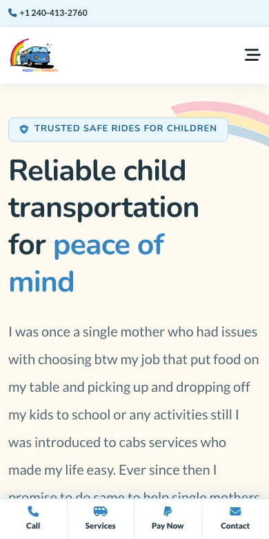 Maggie's Kids Transport mobile website designed by Skillsquared