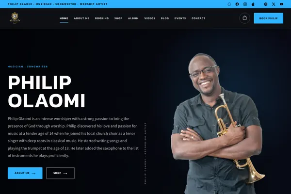 Philip Olaomi Personal Brand website designed by Skillsquared