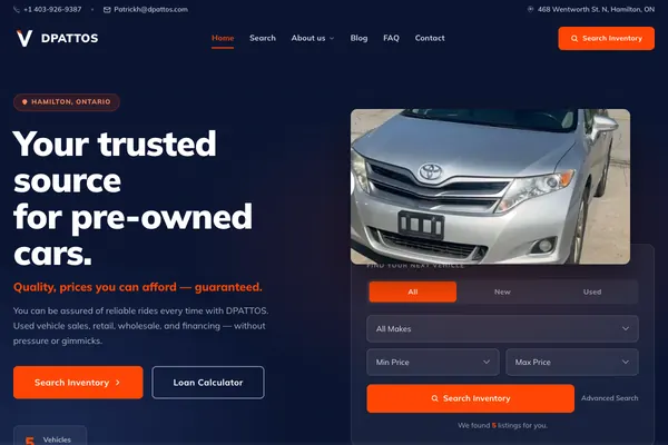DPATTOS Professional Services website designed by Skillsquared