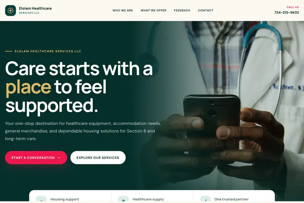 Elolam Healthcare Services Healthcare website designed by Skillsquared
