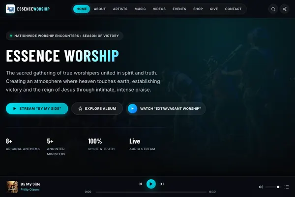 Essence Worship Worship & Community website designed by Skillsquared
