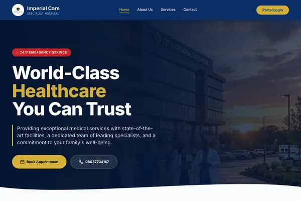 Imperial Care Hospital Healthcare website designed by Skillsquared
