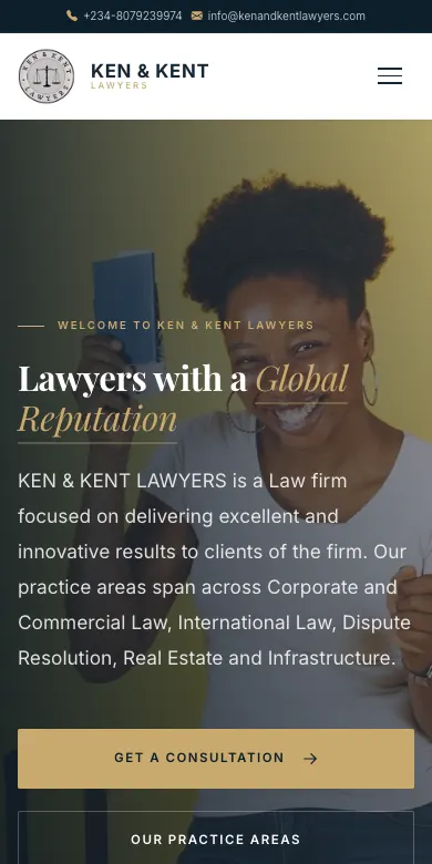 Ken & Kent Lawyers mobile website designed by Skillsquared
