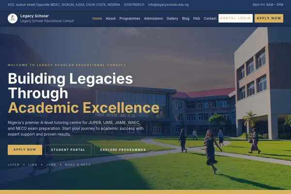 Legacy Scholar Education website designed by Skillsquared