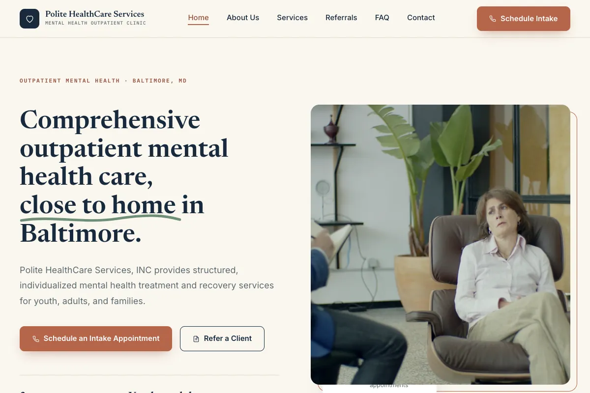 Polite Healthcare Services Healthcare website designed by Skillsquared