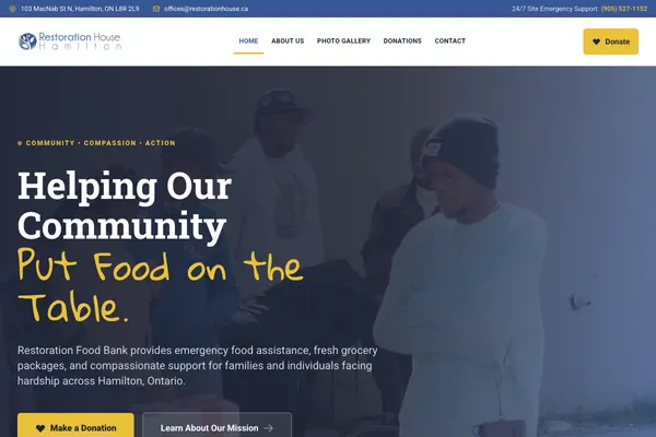 Restoration Food Bank Nonprofit website designed by Skillsquared